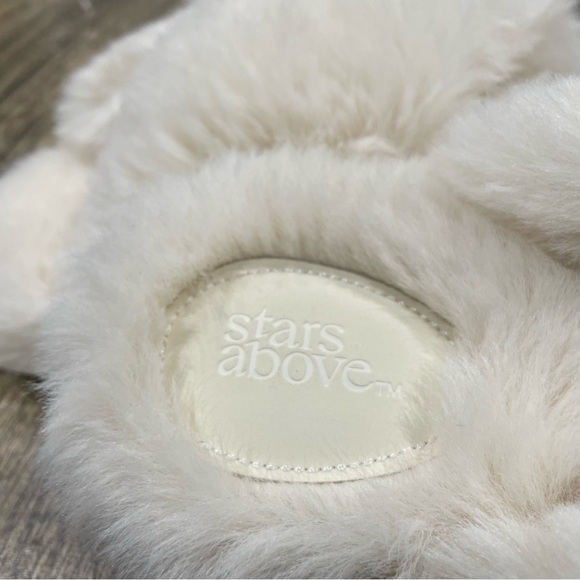 Stars Above Faux Fur Slippers Cross Slip On Soft Furry Teddy Comfy Cozy - Picture 10 of 12